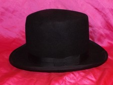    VINTAGE PLANAR-MERINO 100 WOOL BLACK HOMBURG TOP HAT SIZE SMALL