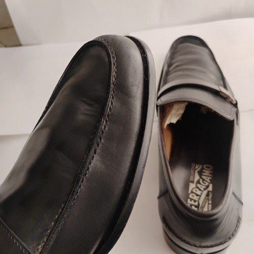 Ferragamo Mens Shoes 13EE Gancio Smooth Leather Loafers Handmade Italy - Picture 3 of 23