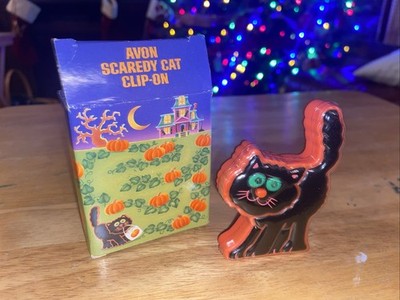 1992 Avon SCAREDY CAT Clip Scary Sounds Light-up Eyes VINTAGE Halloween NOS Box