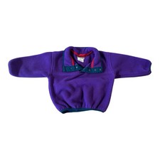 Vintage 90s L.L. Bean Snap Fleece Pullover Teal Purple Size 18M