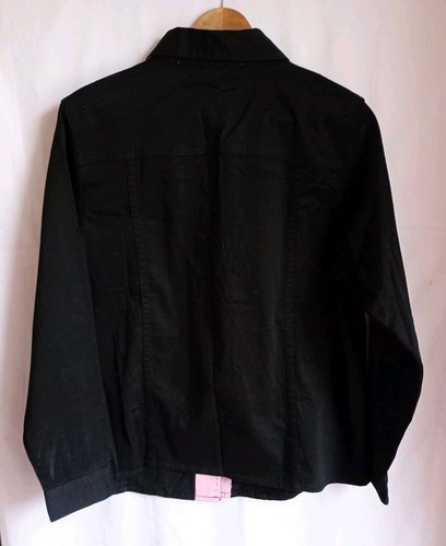 Quacker Factory Black Denim Jacket with Clear Rhinestone & Jewels Womens Size M - Picture 7 of 10