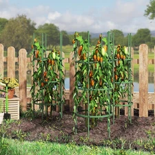 3-Pack Garden Tomato Trellis 60" Plant Support Cage w/Adjustable Size for Plants