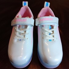 New Jiandian Roller Skates Shoes White  Pink USB Recharging LED Girls Size 3
