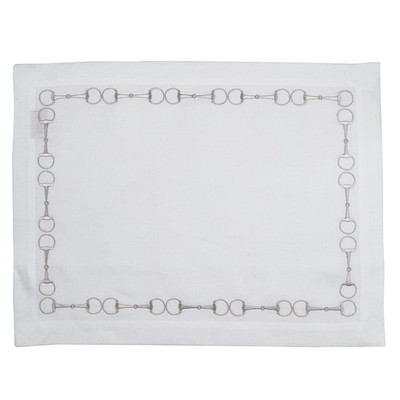 Serenk Stirrup White Linen Placemat Silver 38x50cm
