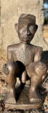 Vintage African Hand-Carved Guardian Figure 22.5" | Tribal Wood Sculpture
