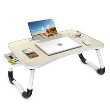 Portable Foldable Laptop Bed Desk with Storage Drawer and Cup Holder - Lap De...