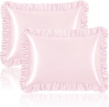 Ruffle Satin Pillowcase for Hair and Skin Standard Size Satin Pillow Covers