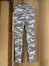 Athleta Girl's Sz M 8-10 Lt Blue Camo Hi Rise Leggings Gently Worn, Pockets