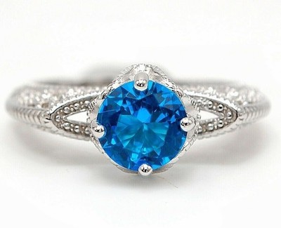 2 kt wärmebehandelter Blautopas 925 massiv Sterlingsilber Ring Schmuck Größe 6 NB3-2