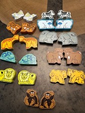 STACKING WOODEN SAFARI ZOO ANIMAL BLOCKS TOYS SET OF 22