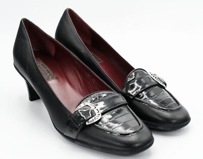 Brighton ''Galina'' Women's Size US 8.5M Italian Made Black Leather Kitten Heel