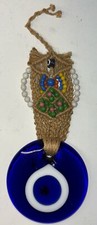 Evil Eye Glass Home Decor Wall Hanging Handmade Blue Macrame Eye Beads