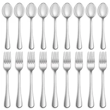 24 Pcs Forks and Spoons Silverware Set,Food Grade Stainless Steel Flatware Cu...