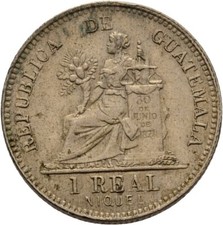 Guatemala 1 Real 1912 Copper Nickel 4g Original Coin #CFZ315