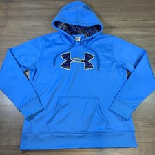 Under Armour UA ColdGear Storm Loose Hoodie Sweatshirt Women s Large Blue Aqua