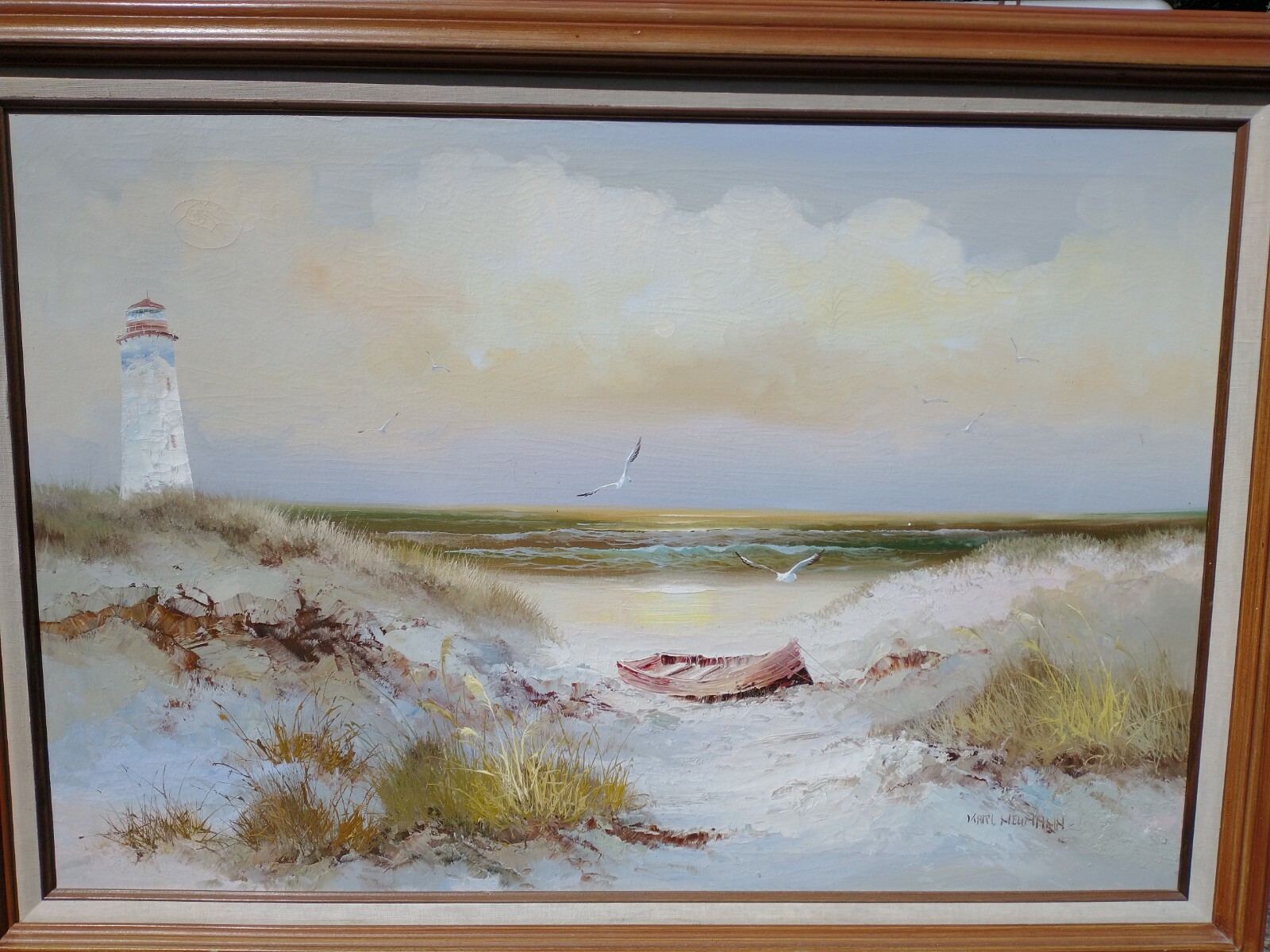 Karl Neumann Oil On Canvas Seascape Beach Scene Well known Artist eBay