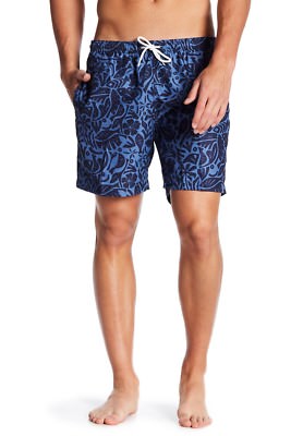 NEW MENS TRUNKS SURF & SWIM TROPICAL WOOD BLOCK DRAWSTRING BOARD SHORTS S
