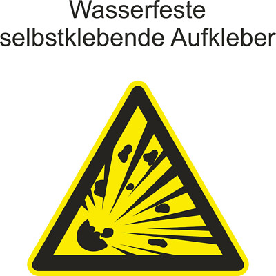 Hinweisaufkleber Explosion Warnaufkleber Warnung Gefahr Sticker ab 5cm Uv fest