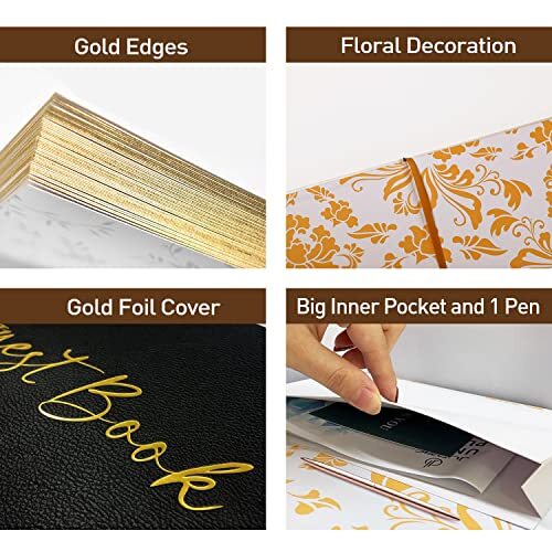 Black Guest Book for Funeral, Guest Sign in Book for Reception,Wedding