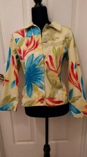 Lifestyle Nwot Jacket 100% Cotton Tropical Flowers Multicolor Petite Size Pm