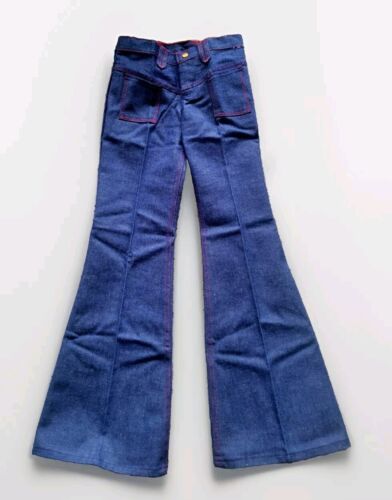 Vtg NEW 60s Maverick Western Bell Bottom Blue Bells Denim Jeans SZ 27.5 X 30 NOS