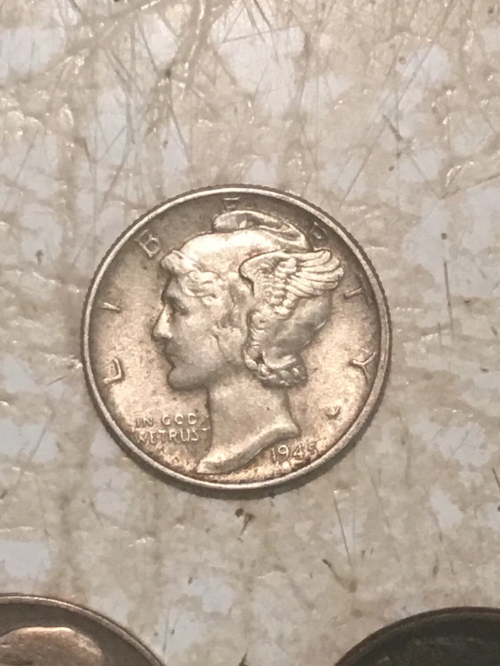 SILVER 10 Cent Dime & Silver 5 Cent 1945 1924 Buffalo 5C Lot Free Bonus 4 Coin - Image 2 of 4