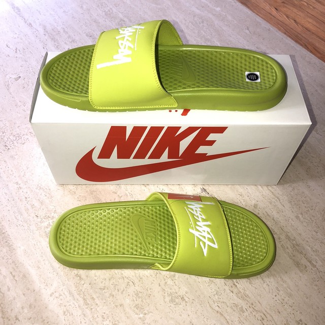 Nike Benassi / Stussy Slides. Stussy Volt. Bright Cactus / White. Mens 12. | eBay