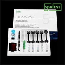 Spident EsCom250 Nanohybrid Composite Resin System Dental Kit 5x4g syr Free Ship