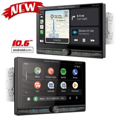 Power Acoustik CPAA-70D10F 10.6'' CD DVD Player Android Auto CarPlay 2 Camera IN