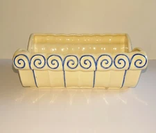 Vintage Maruhon Ware Japan 8" Yellow & Blue Planter Shaped Like a Bassinet, EUC