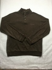 Columbia Sweater Mens Brown Mock Neck Quarter 1/4 Button Knit XL Long Sleeve