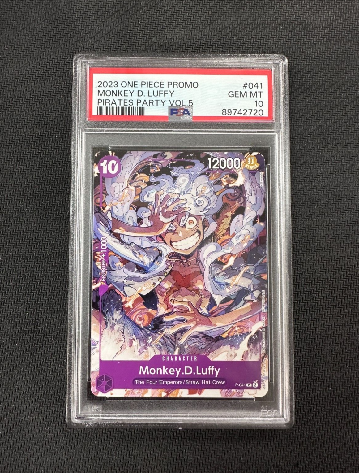 PSA 10 Gem Mint MONKEY D LUFFY P-041 R FULL ART ONE PIECE PIRATES PARTY VOL.5