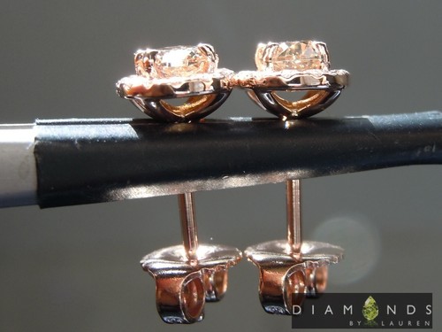 Pendientes de diamantes de forma ovalada marrón SI2 de 0,67 quilates diamantes R9892 de Lauren - Imagen 4 de 6