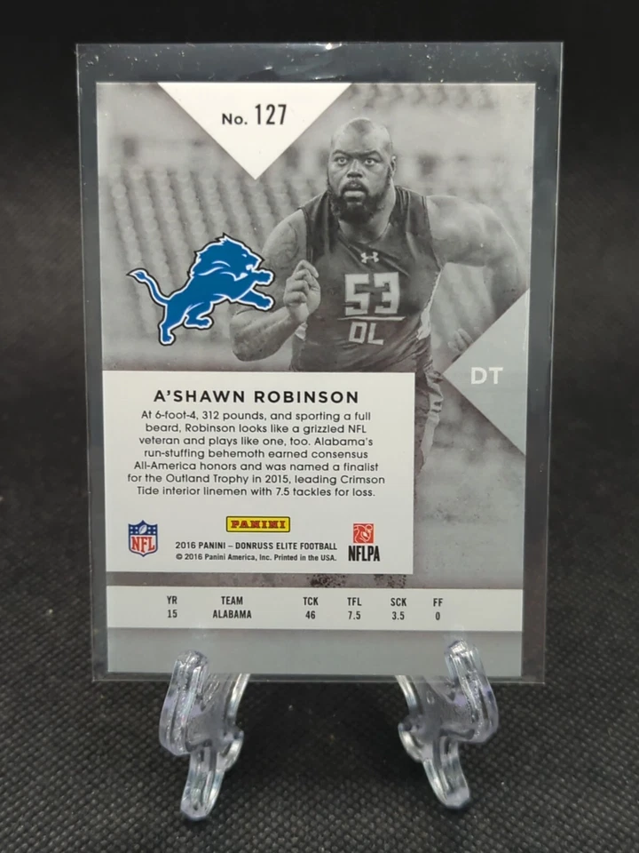2016 Donruss Elite Orange A'Shawn Robinson Rookie Card RC 6/10 #127 - Image 2 of 2
