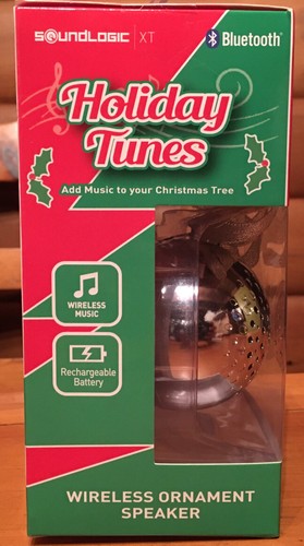 SOUNDLOGIC Holiday Tunes Wireless Christmas Ornament Speaker Bluetooth SILVER - Picture 3 of 5