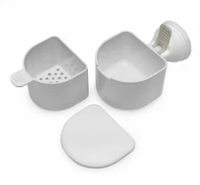 Changing Lifestyles Safe-er-Grip Denture Bath Store and Clean, Straining Tray