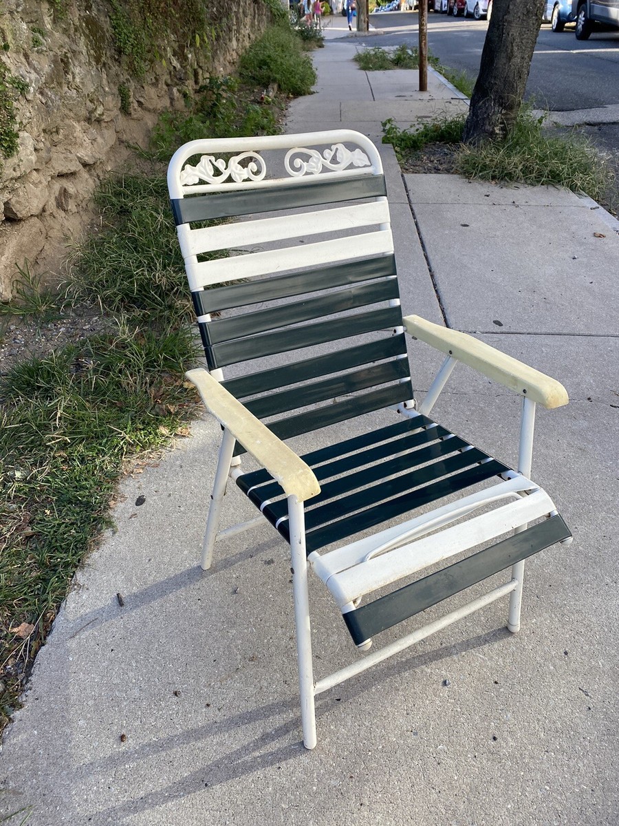 Vintage Vinyl Strap Ornate Folding Chair | eBay