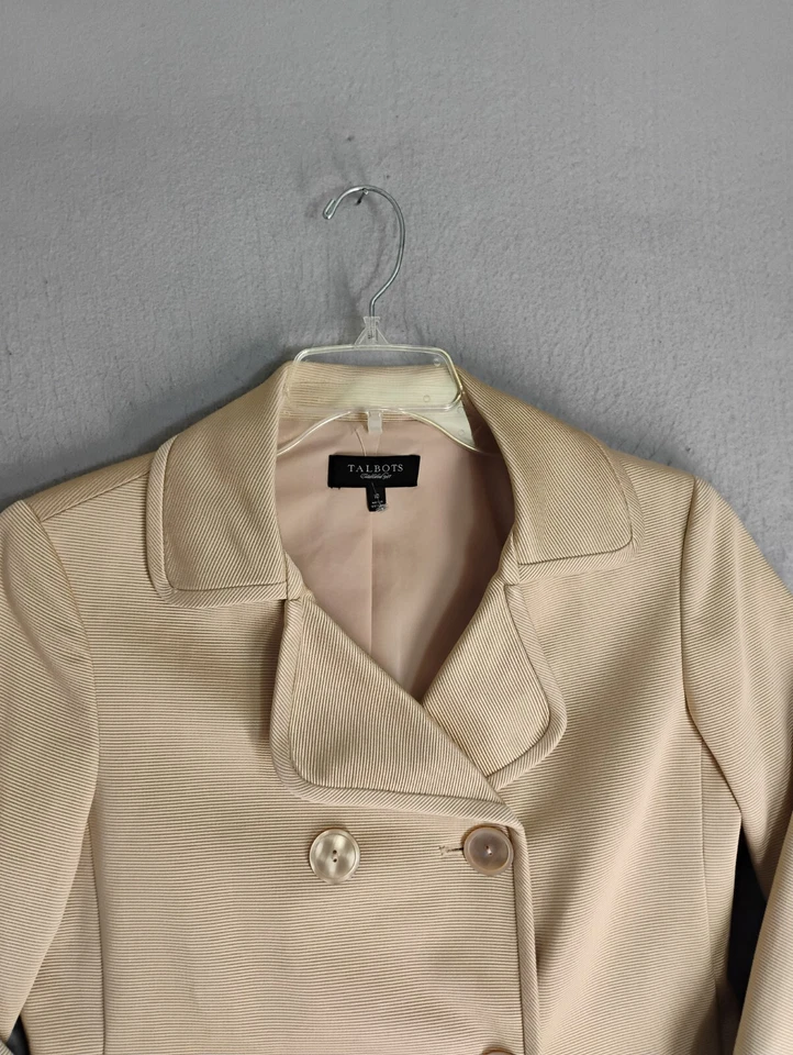 Talbots Womens Blazer 10 Gold Silk Blend Collared Single Vent Double Breasted - Image 2 of 4