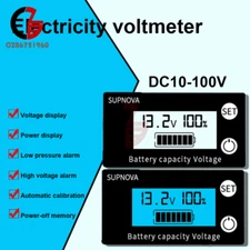 LCD Temperature Voltage Alarm Lead-acid Battery Capacity Meter Digital Voltmeter