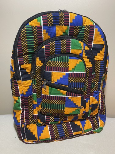 African Tribal Print Kente Backpack Book Bag Rucksack Handmade