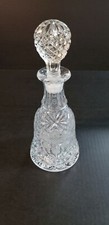 Starburst Liquor Bell Shaped Decanter Bottle W/Stopper 11" Clear Glass