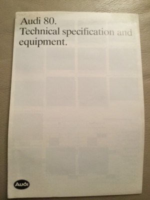 Audi 80 Technical Specification And Equipment - October 1984