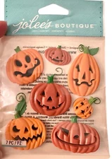 Jolee's Boutique 3D FUNNY Stickers PUMPKINS Carved Halloween Holiday Arts Crafts