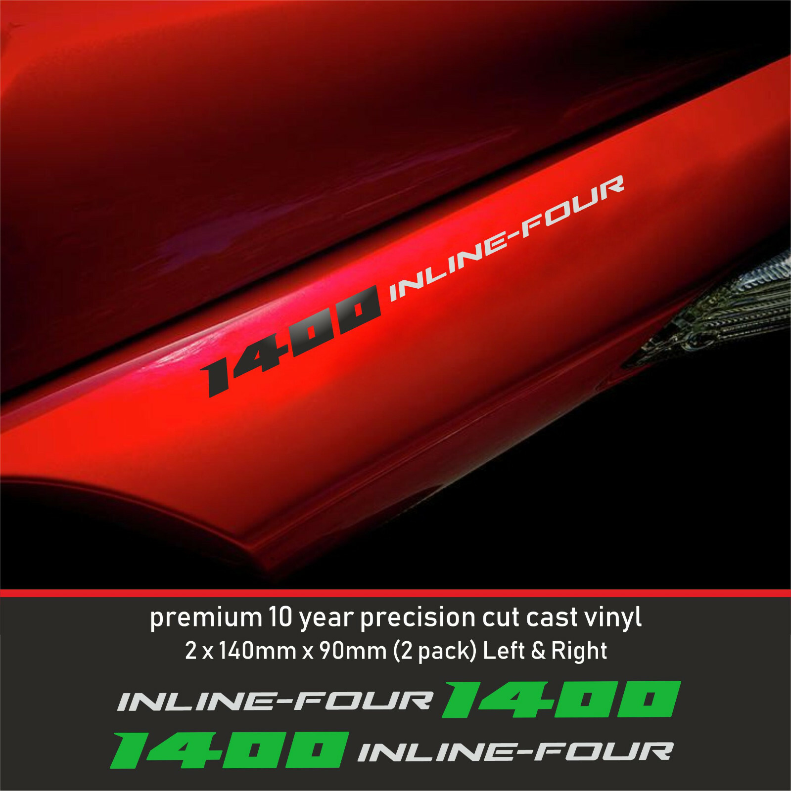 INLINE FOUR 1400 Fairing Decal Sticker premium Vinyl Fits Kawasaki ZZR