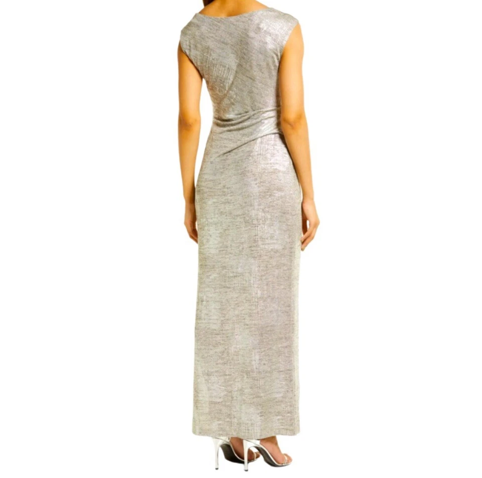 NUEVO SIN ETIQUETAS 8 prendas conectadas para mujer vestido formal plateado topo capucha escote Foto 4 de 4