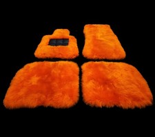 Genuine Orange Sheepskin Car Floor Mats fit RHD Rolls Royce Cullinan 2019 - 2026