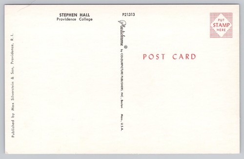 Stephen Hall Providence College Rhode Island Chrome Postcard - Picture 2 of 2