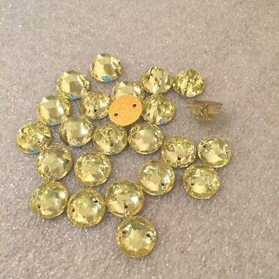 AL960 10mm jonquil rauten roses two-hole sew-on glass stones, gold foiled FB(24)