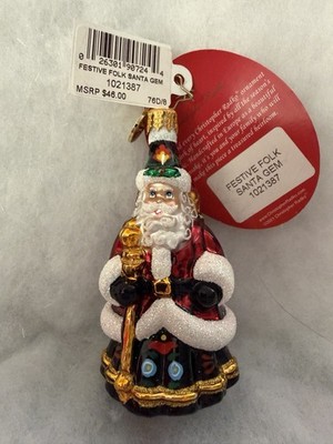 Christopher Radko *NEW* FESTIVE FOLK SANTA Christmas Ornament 1021387 Little Gem