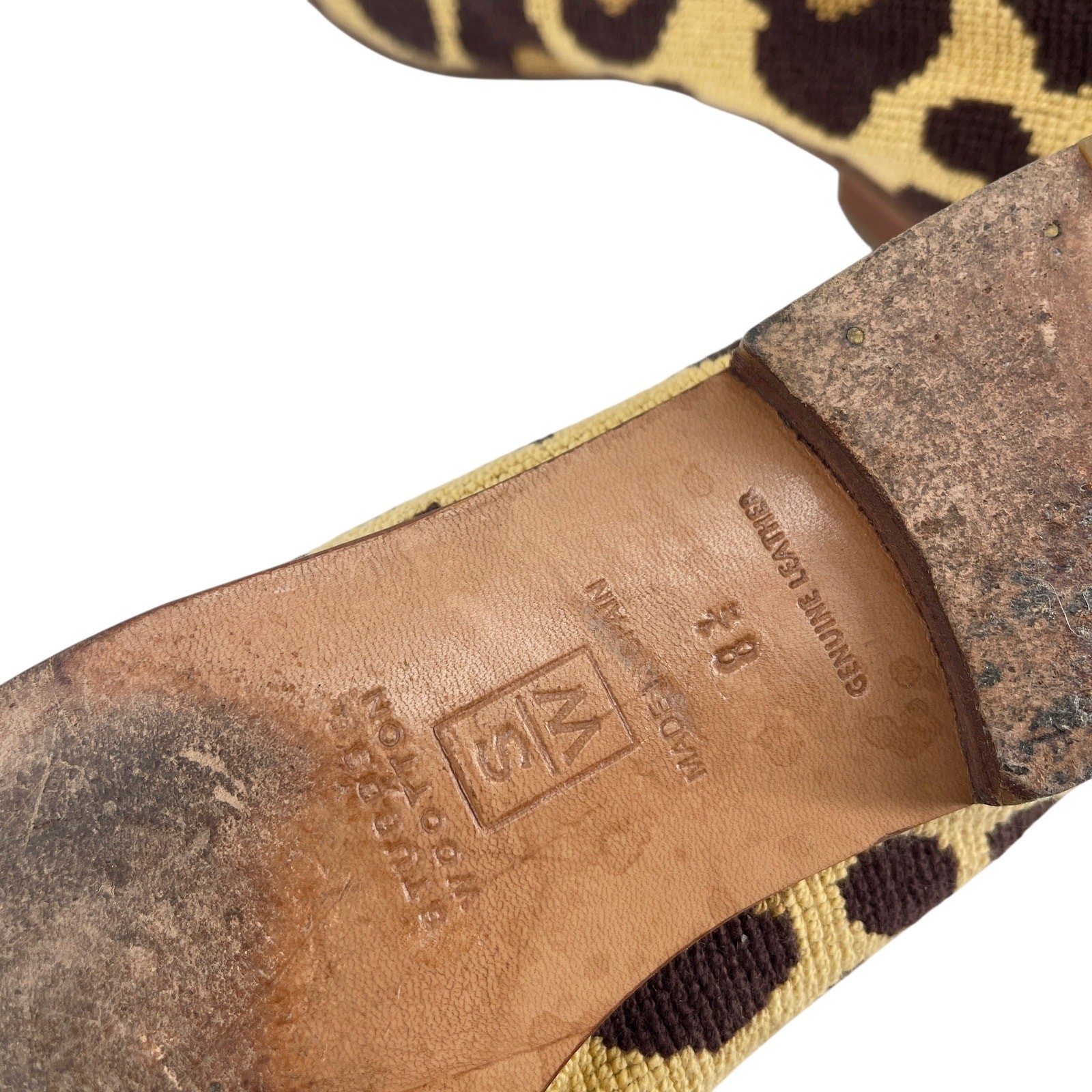 Stubbs & Wootton Palm Beach Felix Loafers Big Leopard Print Needlepoint 8.5